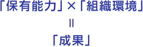 「保有能力」×「組織環境」=「成果」